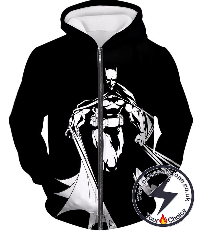 Superhero Batman Cool Animated Black Zip Up Hoodie